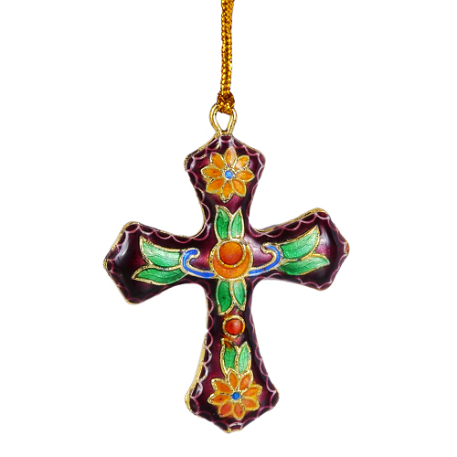 Kreuz Anhänger Weihnachtsschmuck Deko Cloisonne Emaille 5384 - zum Schließen ins Bild klicken